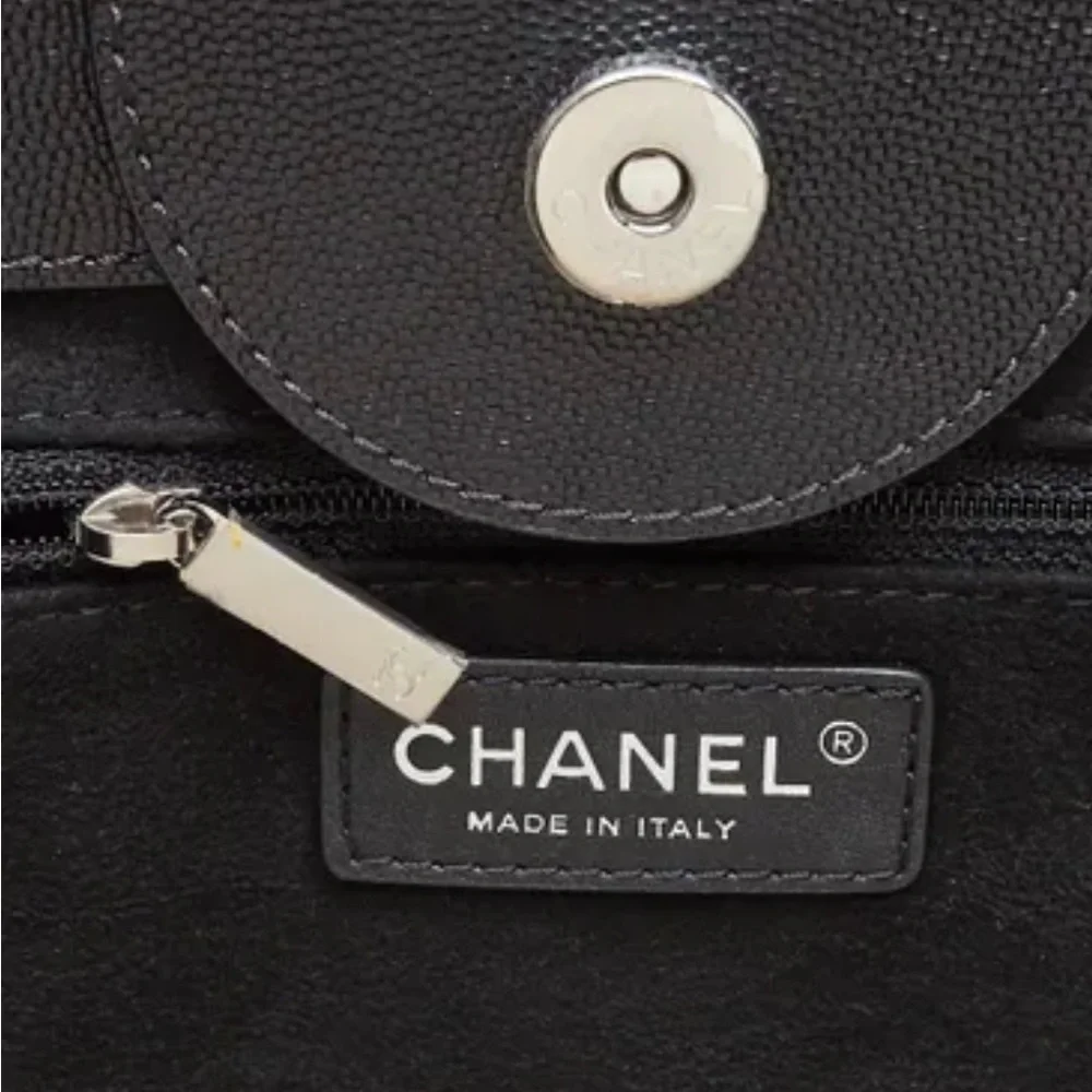 CHANEL Black Caviar Leather Studded Large Deauville Tote Bag SHW - Picture 9 of 10